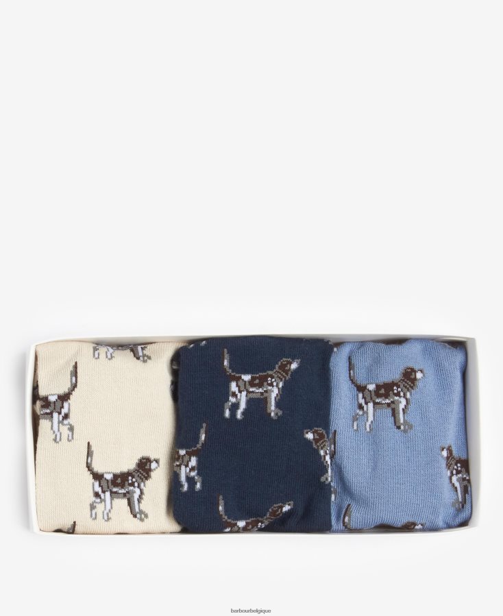 accessoires Barbour ensemble-cadeau de chaussettes pour chien pointeur marine/crème/bleu Hommes T2L6ZP2371