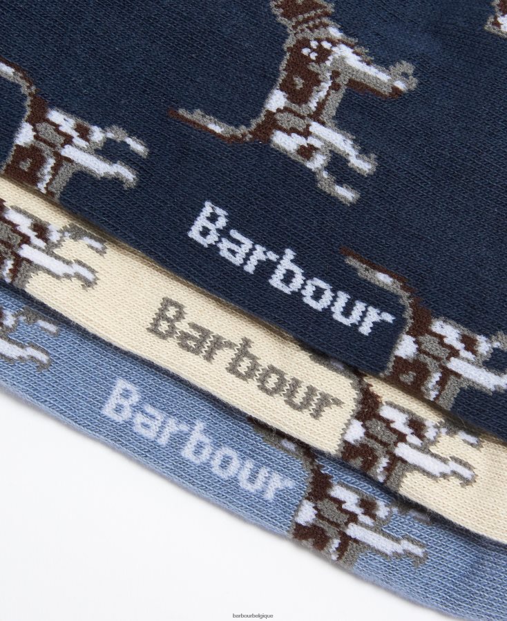 accessoires Barbour ensemble-cadeau de chaussettes pour chien pointeur marine/crème/bleu Hommes T2L6ZP2371
