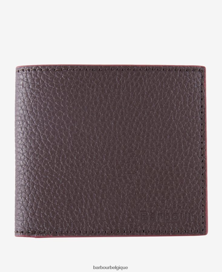 accessoires Barbour portefeuille à rabat en cuir grainé noir Hommes T2L6ZP2377