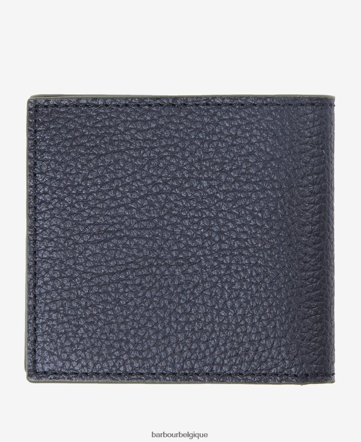accessoires Barbour portefeuille à rabat en cuir grainé noir Hommes T2L6ZP2381