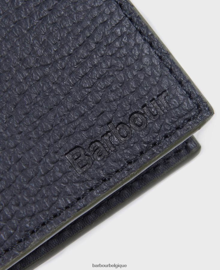 accessoires Barbour portefeuille à rabat en cuir grainé noir Hommes T2L6ZP2381
