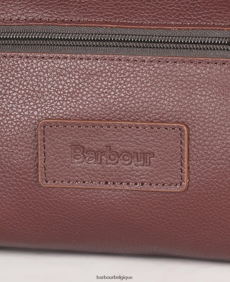 accessoires Barbour trousse de toilette en cuir marron foncé Hommes T2L6ZP2202