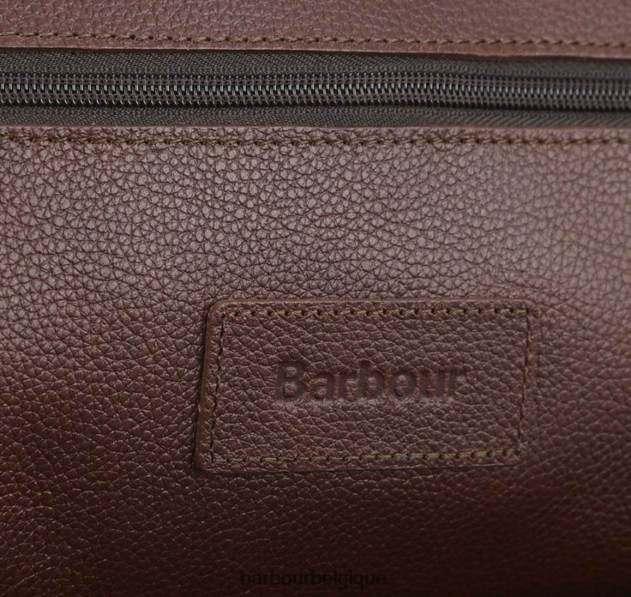 accessoires Barbour trousse de toilette en cuir marron foncé Hommes T2L6ZP2202