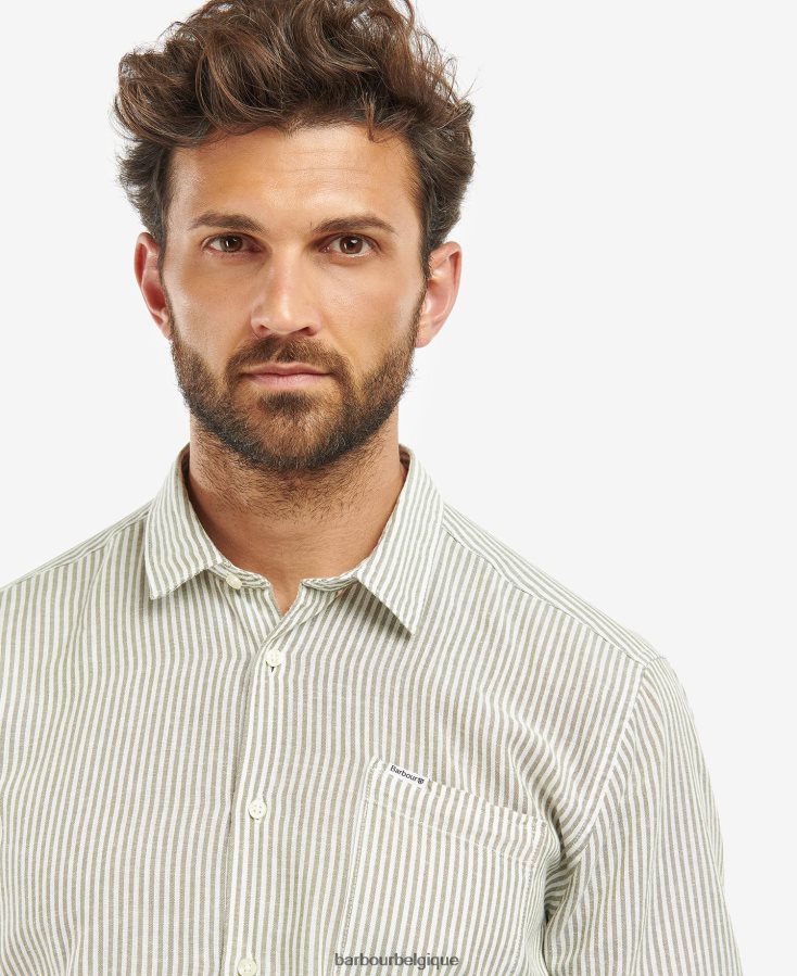 vêtements Barbour chemise ajustée deerpark olive Hommes T2L6ZP487