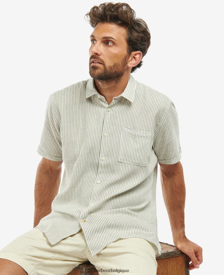 vêtements Barbour chemise ajustée deerpark olive Hommes T2L6ZP487