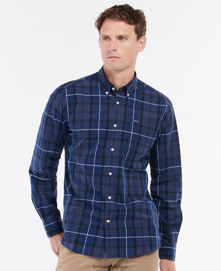 vêtements Barbour chemise ajustée en bois de sable bleu d'encre Hommes T2L6ZP318