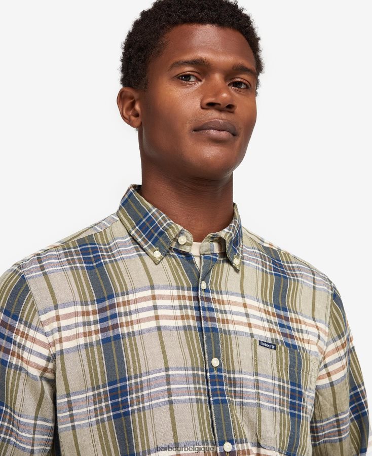 vêtements Barbour chemise ajustée en laeskin bleu moyen Hommes T2L6ZP482