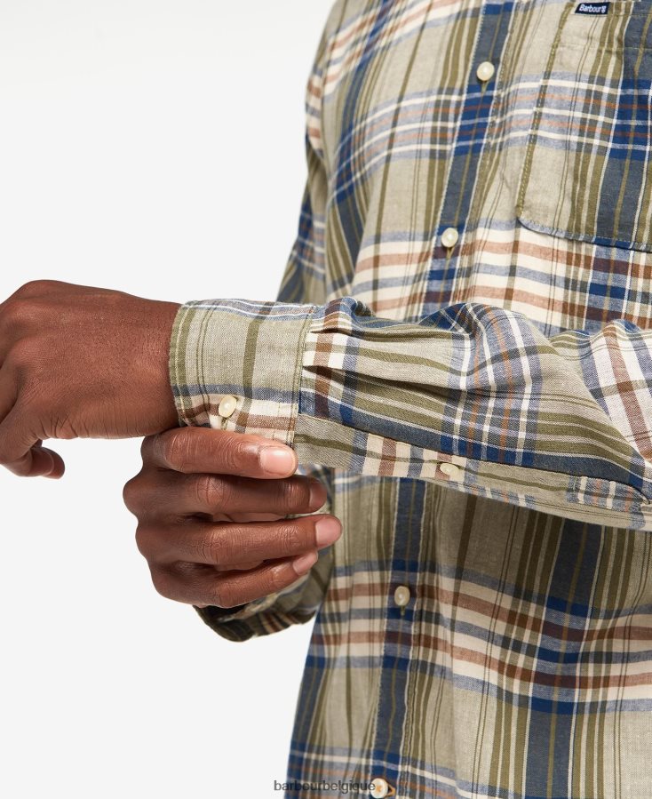 vêtements Barbour chemise ajustée en laeskin bleu moyen Hommes T2L6ZP482