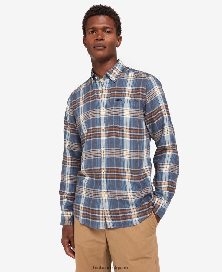 vêtements Barbour chemise ajustée en laeskin bleu moyen Hommes T2L6ZP516