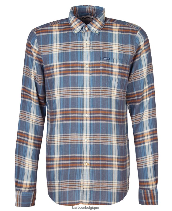 vêtements Barbour chemise ajustée en laeskin bleu moyen Hommes T2L6ZP516