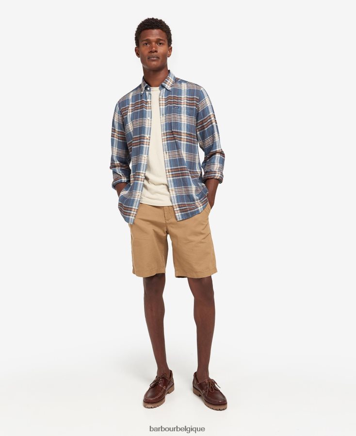 vêtements Barbour chemise ajustée en laeskin bleu moyen Hommes T2L6ZP516