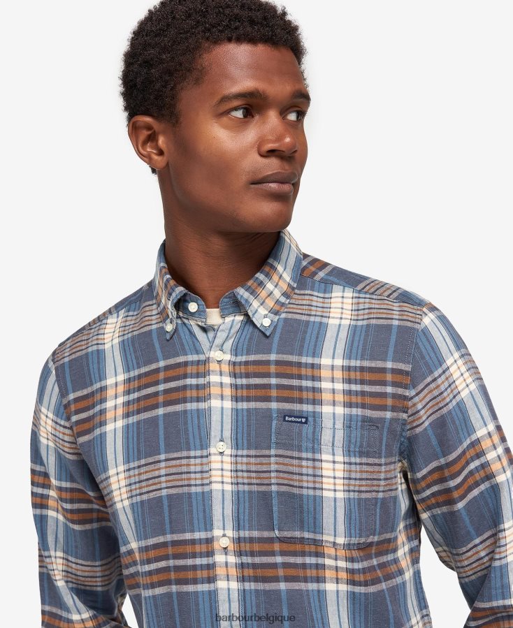 vêtements Barbour chemise ajustée en laeskin bleu moyen Hommes T2L6ZP516