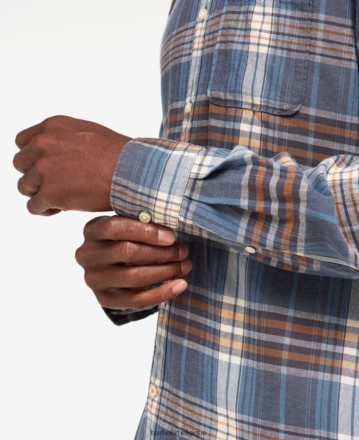 vêtements Barbour chemise ajustée en laeskin bleu moyen Hommes T2L6ZP516