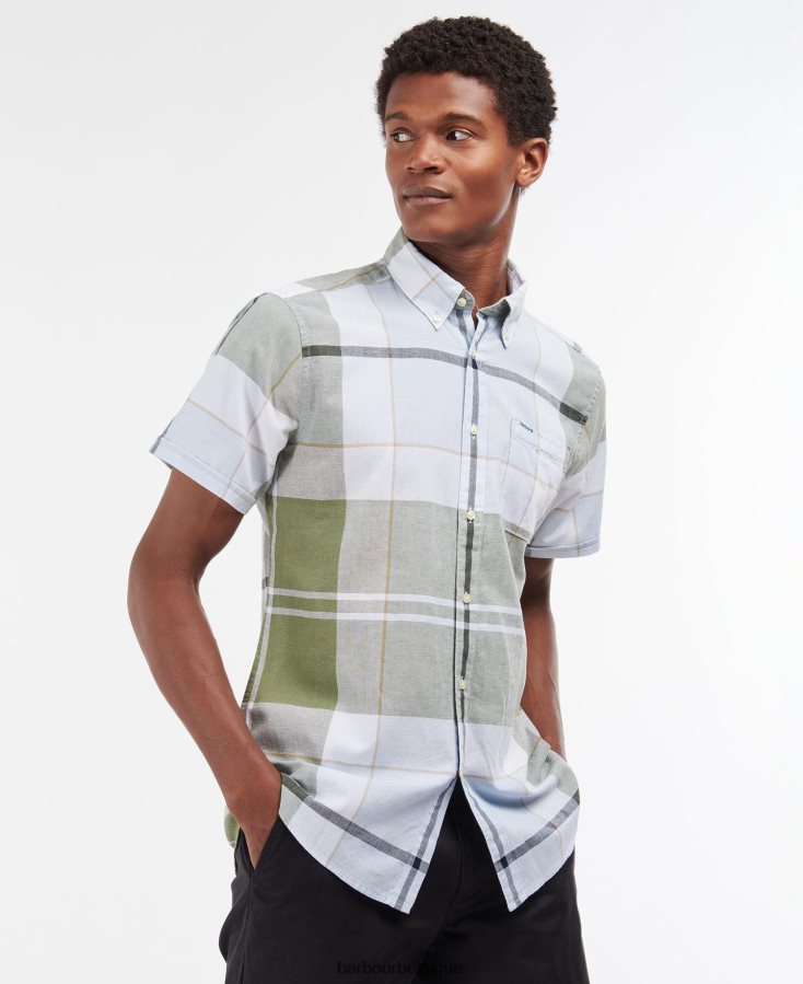 vêtements Barbour chemise ajustée à manches courtes douglas marine d'été Hommes T2L6ZP352