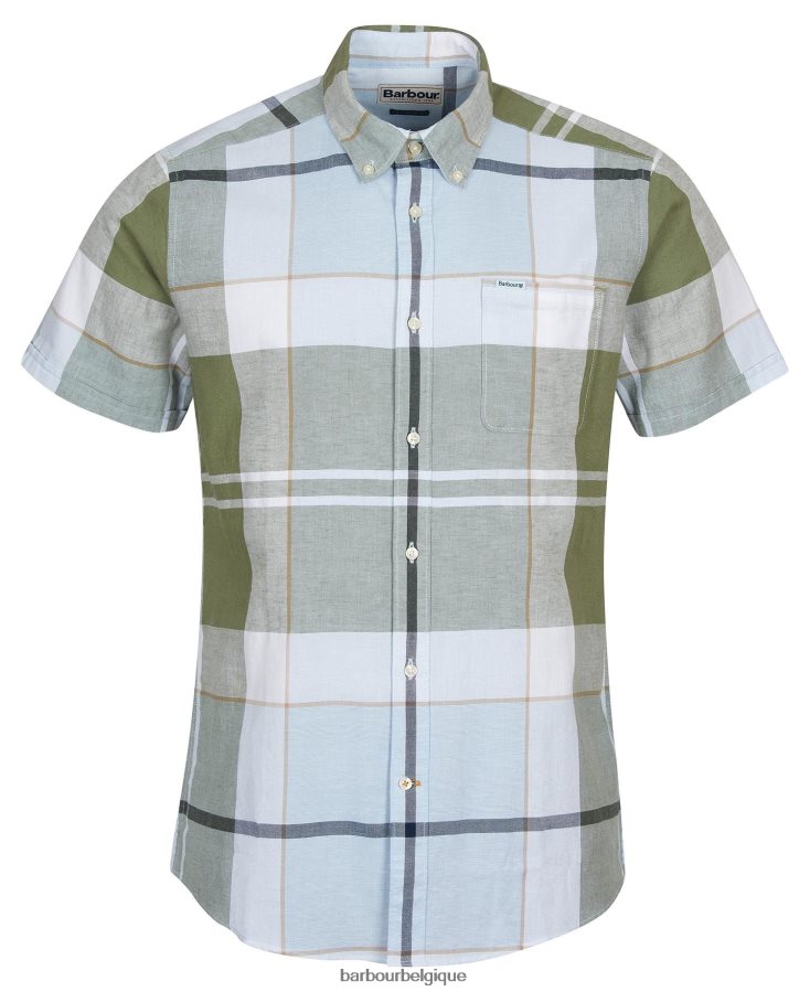 vêtements Barbour chemise ajustée à manches courtes douglas marine d\'été Hommes T2L6ZP352