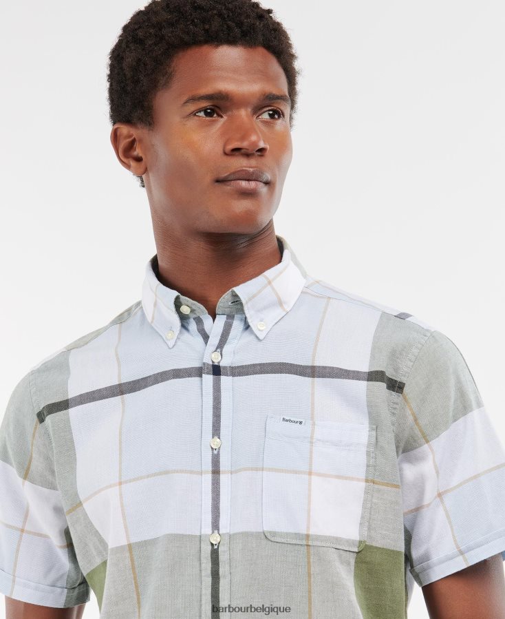 vêtements Barbour chemise ajustée à manches courtes douglas marine d\'été Hommes T2L6ZP352