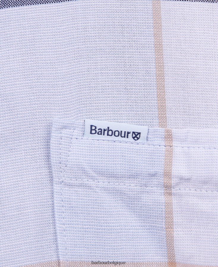 vêtements Barbour chemise ajustée à manches courtes douglas marine d\'été Hommes T2L6ZP352