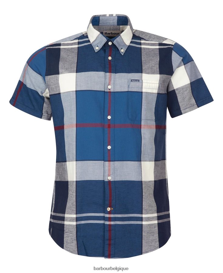 vêtements Barbour chemise ajustée à manches courtes douglas marine d\'été Hommes T2L6ZP354