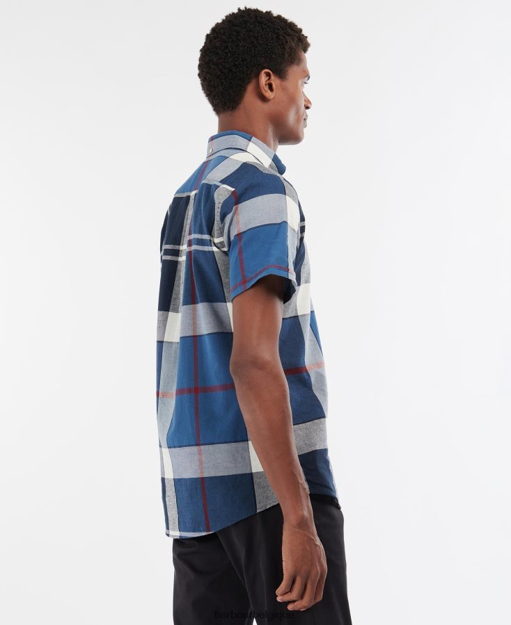 vêtements Barbour chemise ajustée à manches courtes douglas marine d\'été Hommes T2L6ZP354