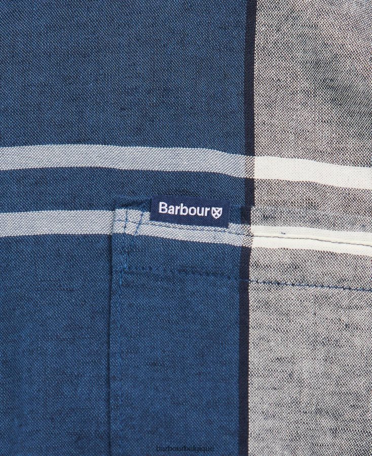 vêtements Barbour chemise ajustée à manches courtes douglas marine d\'été Hommes T2L6ZP354
