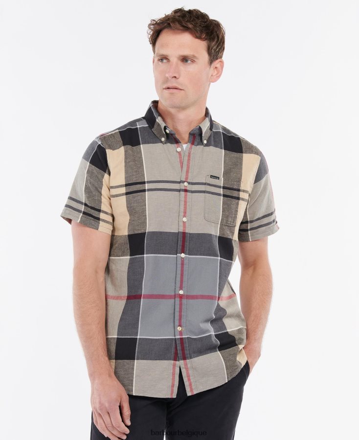 vêtements Barbour chemise ajustée à manches courtes douglas marine d'été Hommes T2L6ZP363
