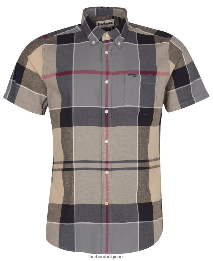 vêtements Barbour chemise ajustée à manches courtes douglas marine d\'été Hommes T2L6ZP363