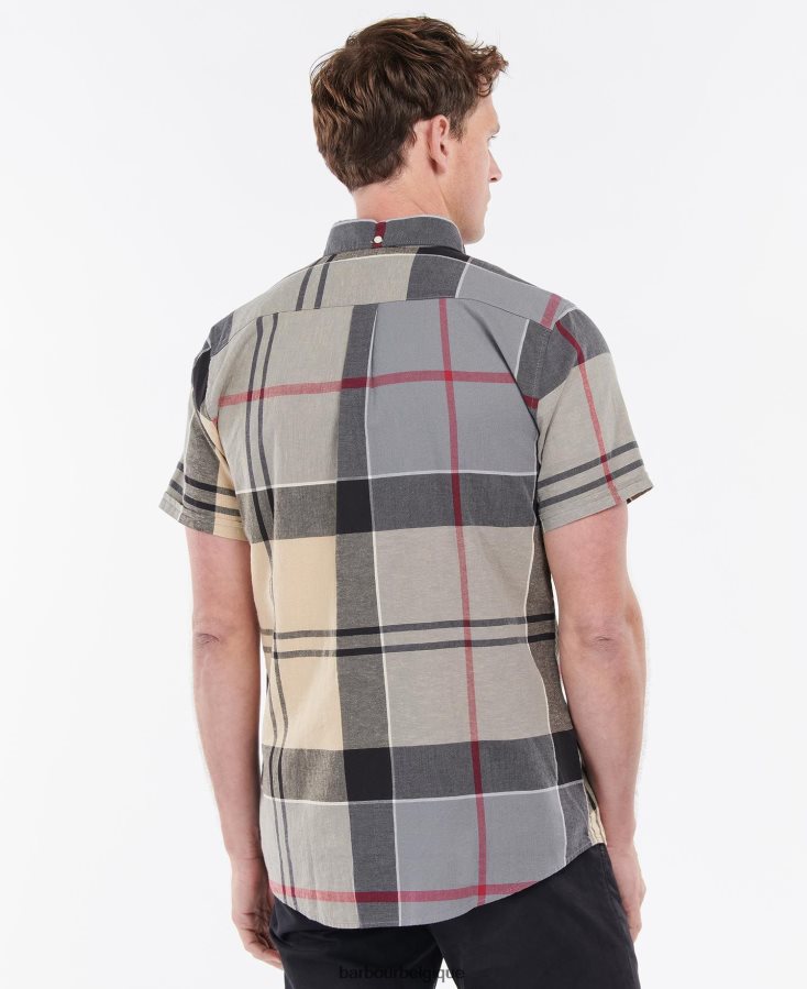vêtements Barbour chemise ajustée à manches courtes douglas marine d\'été Hommes T2L6ZP363