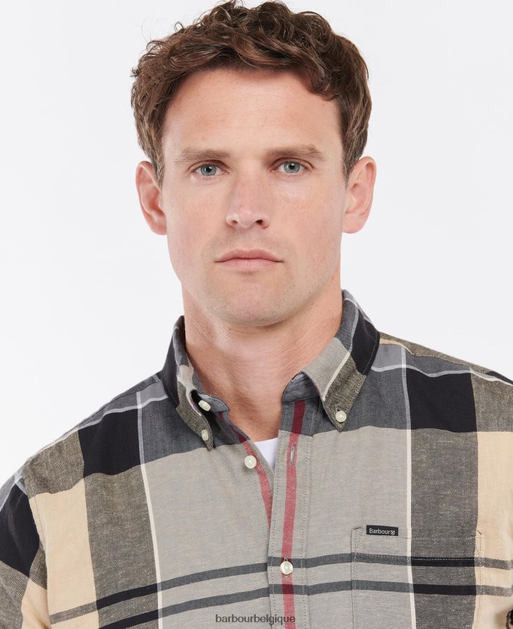 vêtements Barbour chemise ajustée à manches courtes douglas marine d\'été Hommes T2L6ZP363