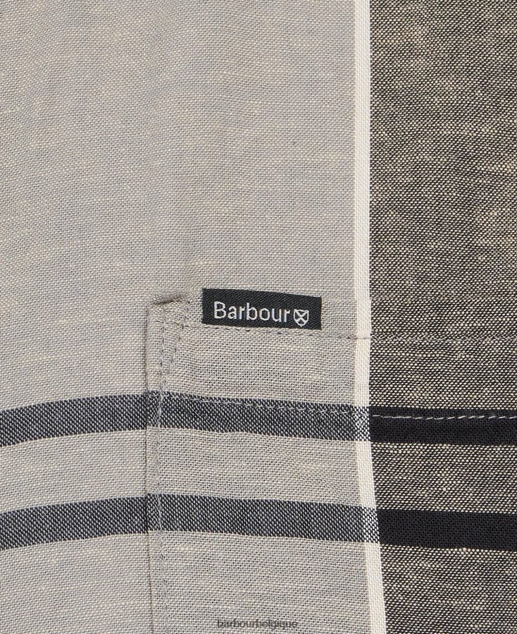 vêtements Barbour chemise ajustée à manches courtes douglas marine d\'été Hommes T2L6ZP363