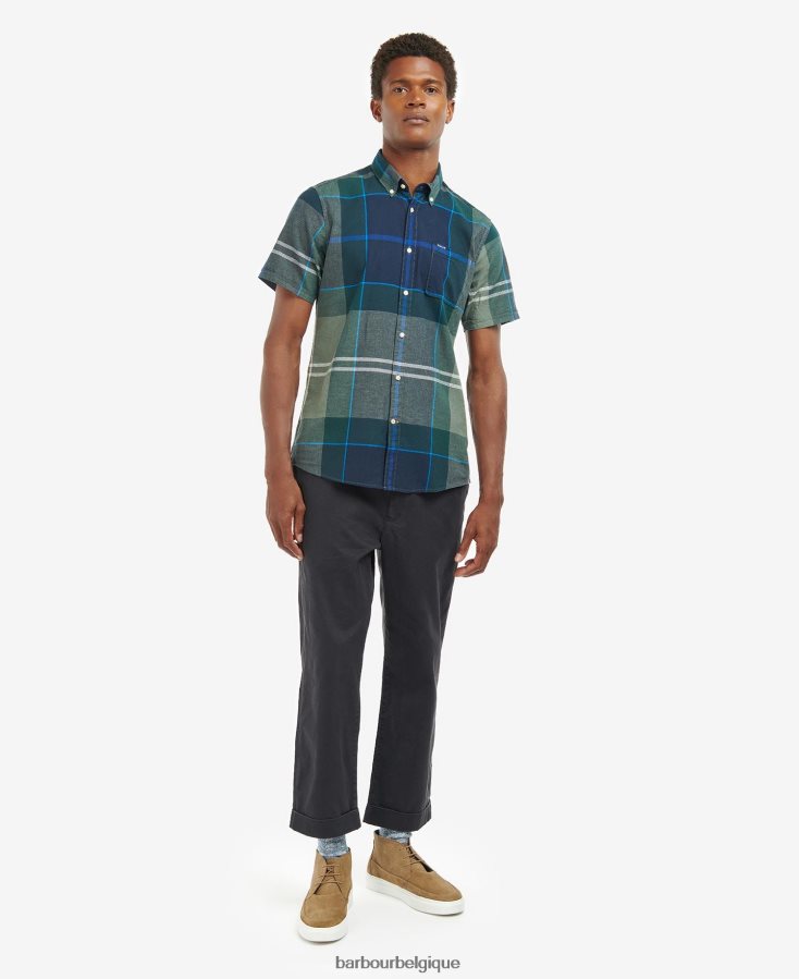 vêtements Barbour chemise ajustée à manches courtes douglas tartan bleu kielder Hommes T2L6ZP283