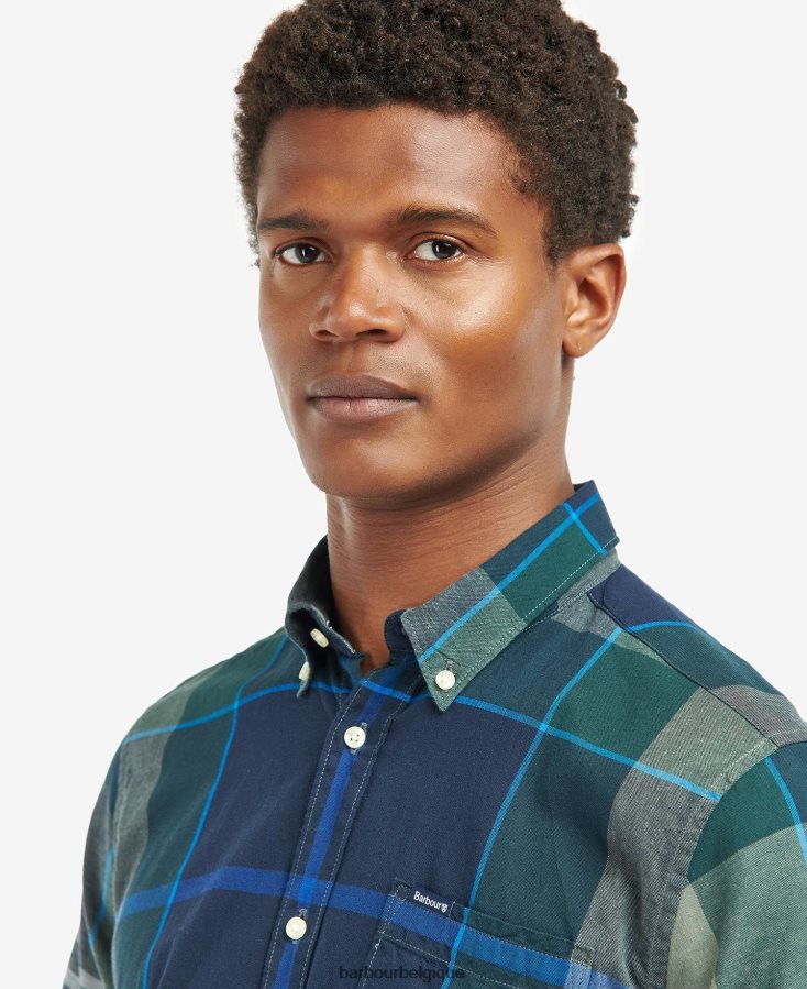 vêtements Barbour chemise ajustée à manches courtes douglas tartan bleu kielder Hommes T2L6ZP283