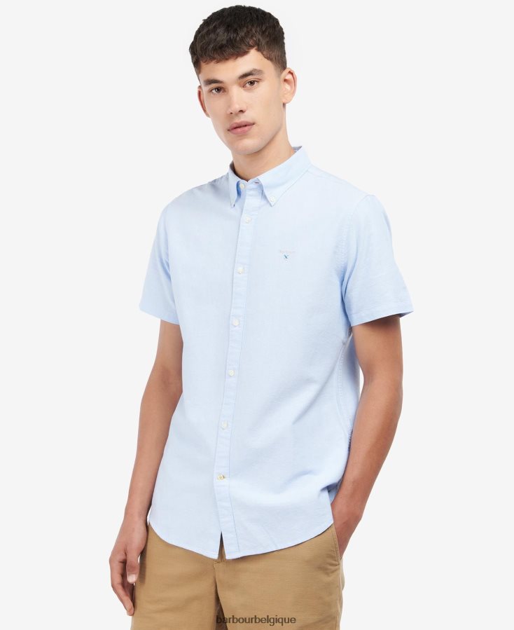 vêtements Barbour chemise ajustée oxford à manches courtes ciel Hommes T2L6ZP324