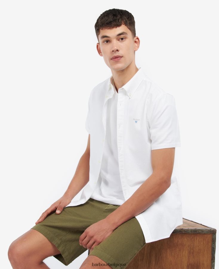 vêtements Barbour chemise ajustée oxford à manches courtes ciel Hommes T2L6ZP346