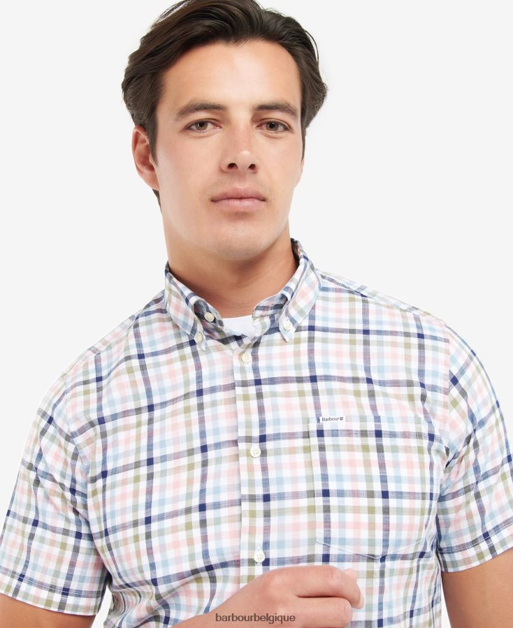 vêtements Barbour chemise barbout kinson rose classique Hommes T2L6ZP437