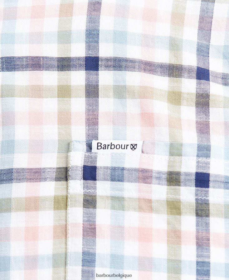 vêtements Barbour chemise barbout kinson rose classique Hommes T2L6ZP437