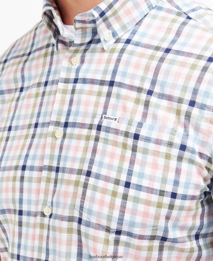 vêtements Barbour chemise barbout kinson rose classique Hommes T2L6ZP437