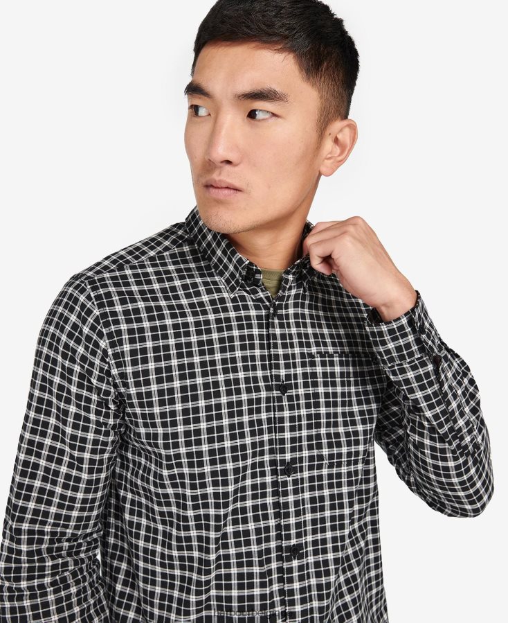 vêtements Barbour chemise à carreaux mccloud noir/blanc Hommes T2L6ZP451
