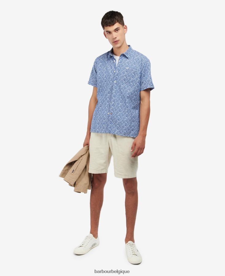 vêtements Barbour chemise coupe d\'été cromer ciel Hommes T2L6ZP496