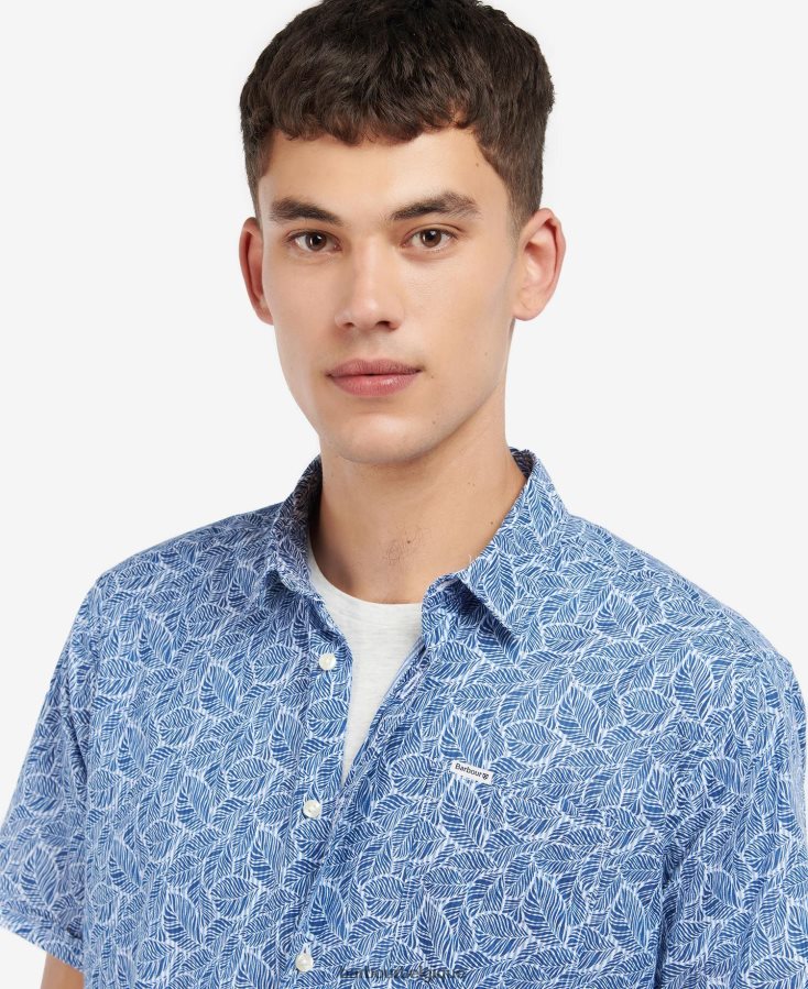 vêtements Barbour chemise coupe d\'été cromer ciel Hommes T2L6ZP496