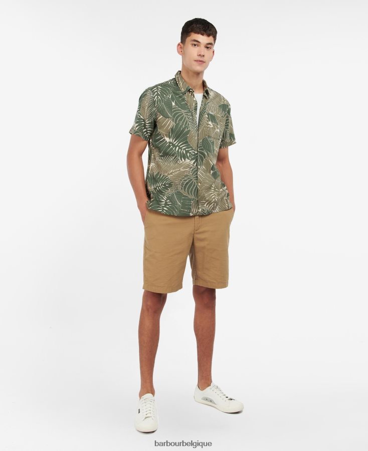 vêtements Barbour chemise d\'été de cornouailles olive Hommes T2L6ZP348