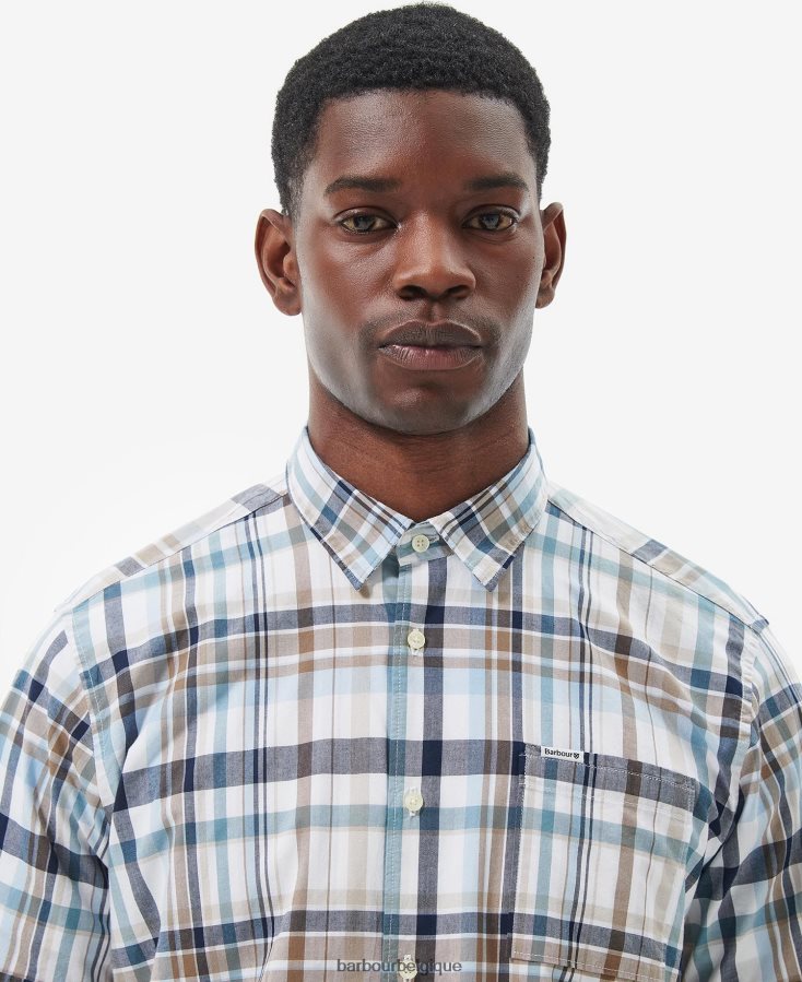 vêtements Barbour chemise d\'été glanton blanc classique Hommes T2L6ZP322