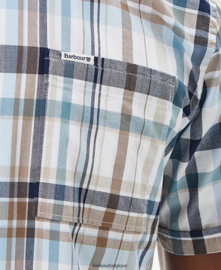 vêtements Barbour chemise d\'été glanton blanc classique Hommes T2L6ZP322