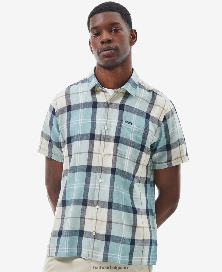 vêtements Barbour chemise d'été à manches courtes croft tartan bleu craie Hommes T2L6ZP289