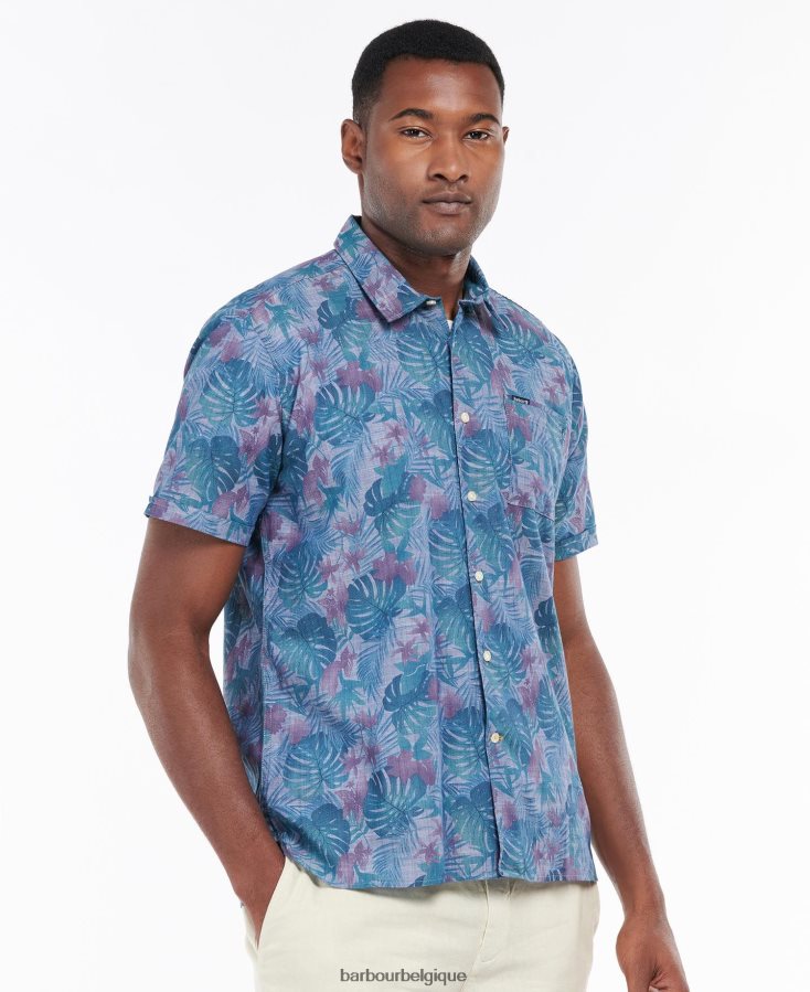 vêtements Barbour chemise d'été à manches courtes dunford bleu chambray Hommes T2L6ZP330