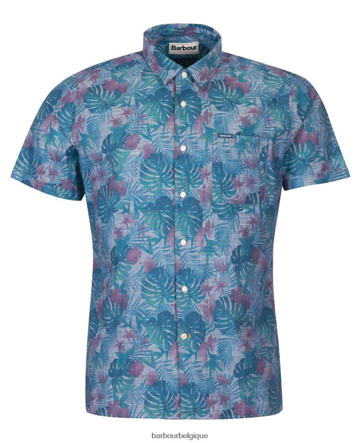 vêtements Barbour chemise d\'été à manches courtes dunford bleu chambray Hommes T2L6ZP330