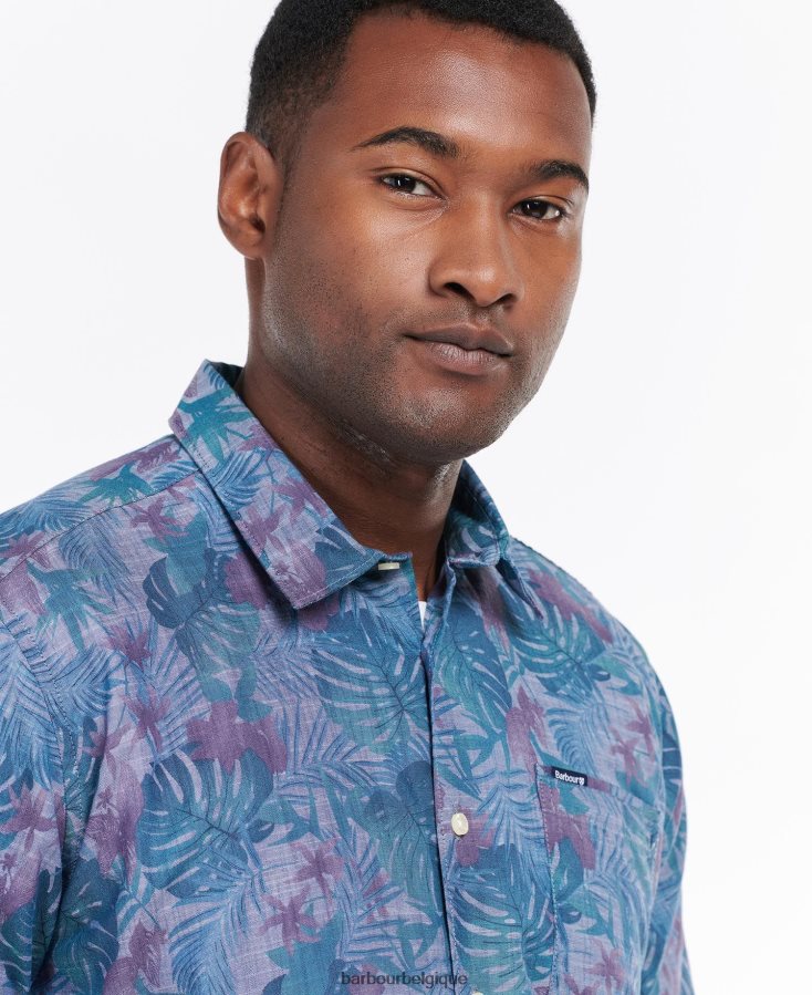 vêtements Barbour chemise d\'été à manches courtes dunford bleu chambray Hommes T2L6ZP330