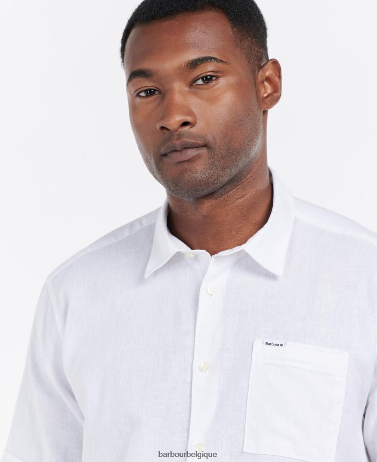 vêtements Barbour chemise d\'été à manches courtes nelson blanc Hommes T2L6ZP325