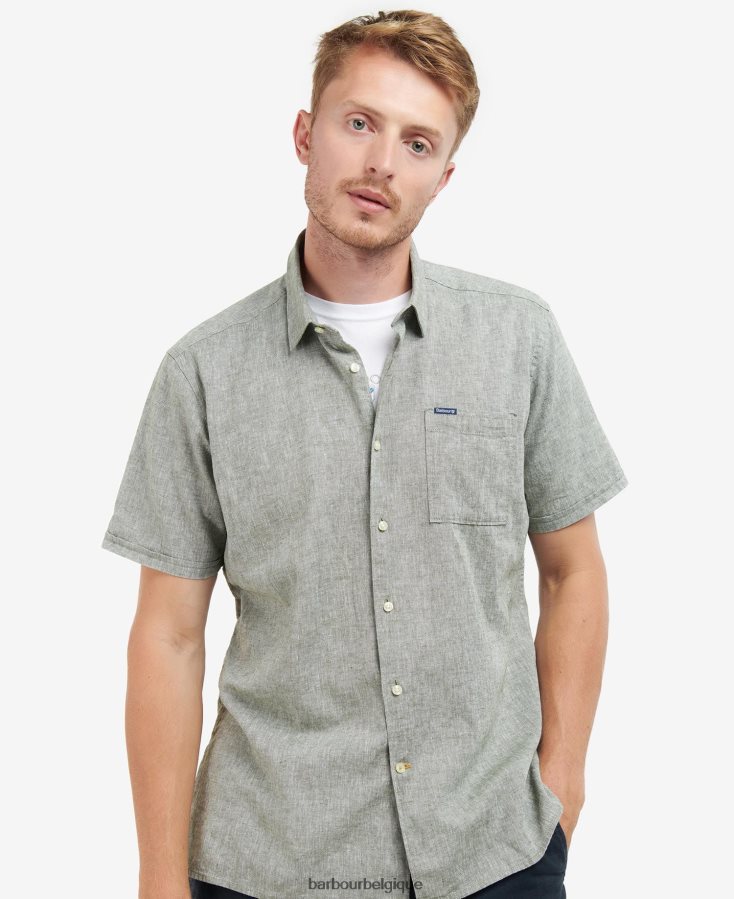 vêtements Barbour chemise d'été à manches courtes nelson olive blanchie Hommes T2L6ZP291