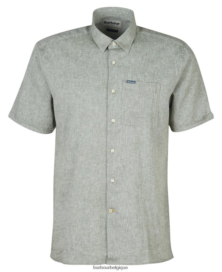 vêtements Barbour chemise d\'été à manches courtes nelson olive blanchie Hommes T2L6ZP291