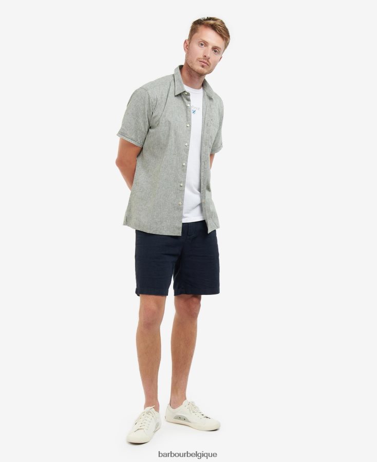 vêtements Barbour chemise d\'été à manches courtes nelson olive blanchie Hommes T2L6ZP291